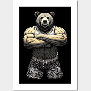 Strong bodybuilding bear Posters and Art